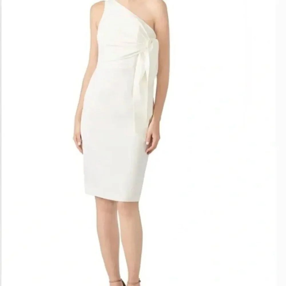 Grace Willow The Label ivory Sheeath One shoulder cocktail dress size 8 VGUC